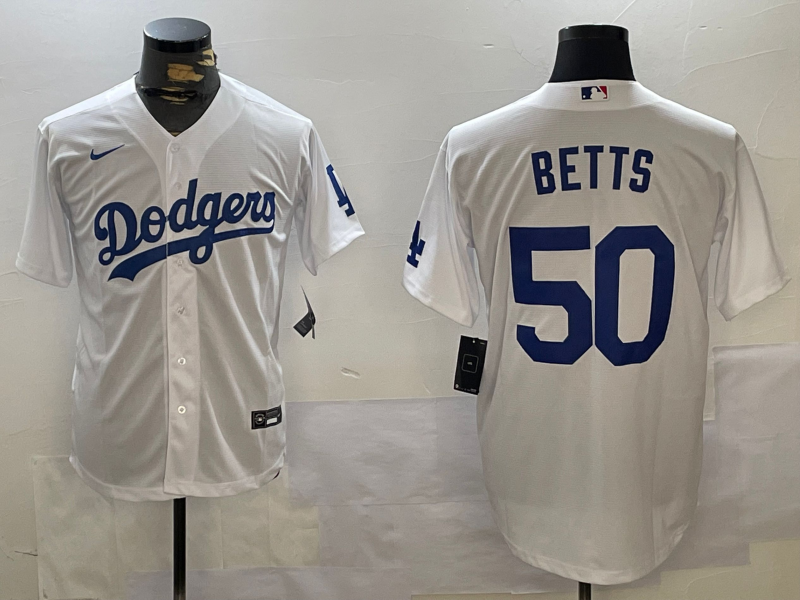Men's Los Angeles Dodgers Mookie Betts #50 White Baseball Jersey